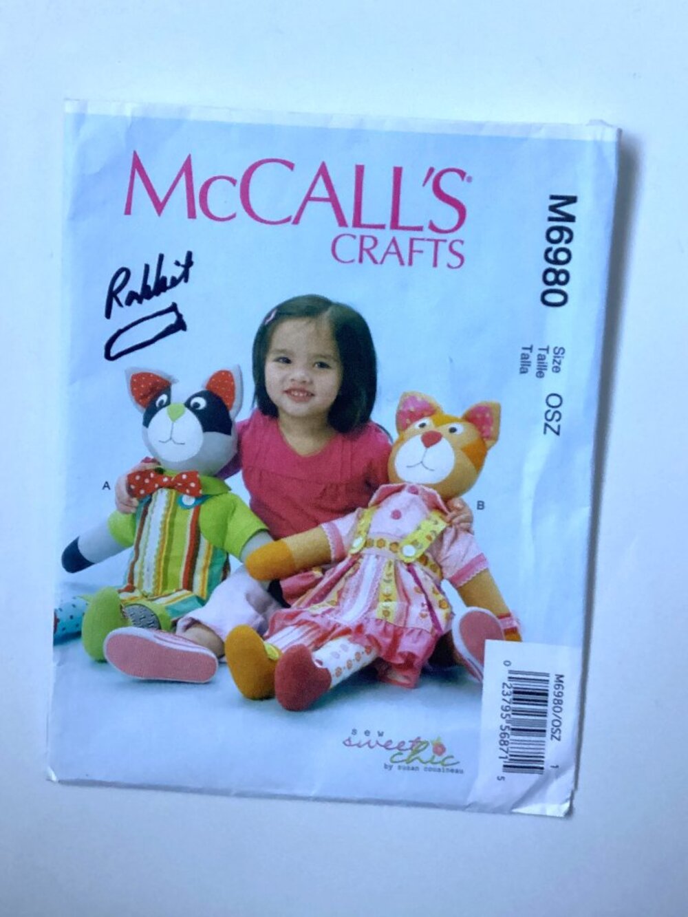 McCall's Crafts M6980 'Learn To' Uncut Sewing Pattern Raccoon & Cat